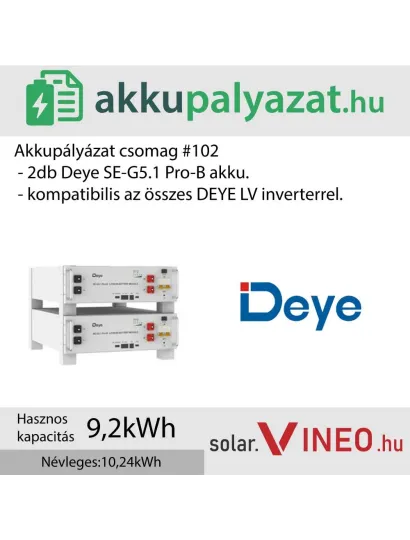 Deye SE-G5.1 Pro-B 10,24 kWh akkumulátorbővítő csomag