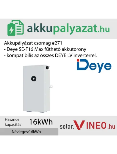 Akkupályázat csomag #271 - Deye akkubővítés Deye SE-F16 Max 16 kWh