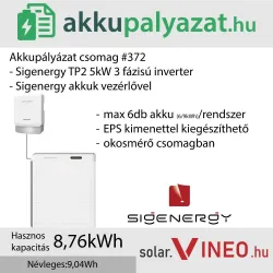 Akkupályázat csomag #372 - Sigen Hybrid 5.0 TP2 + SigenStor BAT 10.0 - 8